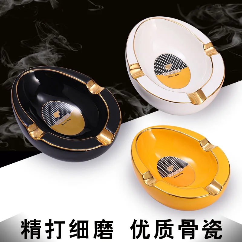 

COHIBA Luxury Gadgets High-end Ceramic Cigar Ashtray Holder 3 Rests Table COHIBA Ashtray