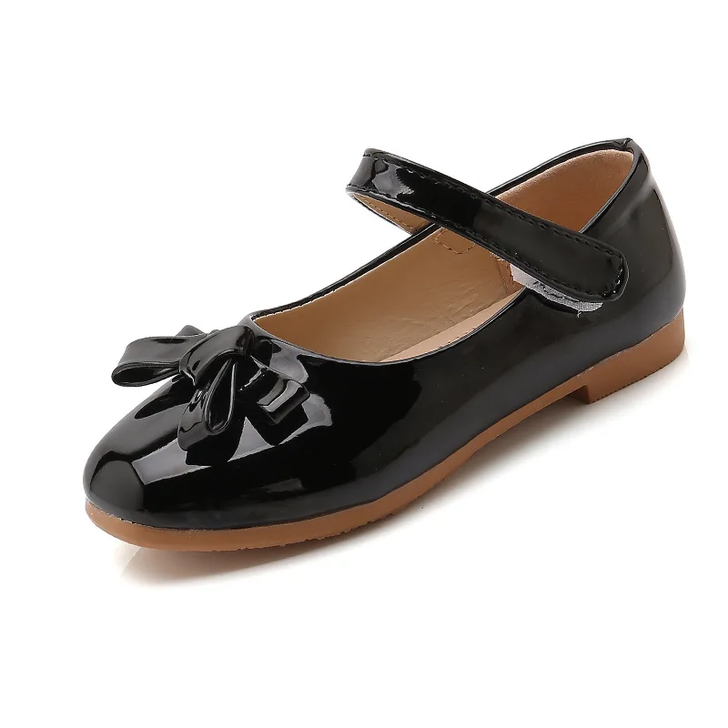 ULKNN/Обувь для девочек; коллекция года; сезон весна-осень; новая детская обувь с милым бантом для маленькой принцессы; детская обувь для выступлений - Цвет: Black