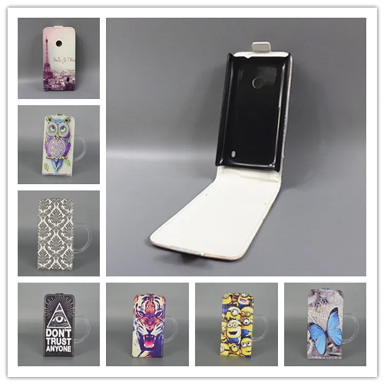 Для microsoft Lumia 520 525 526 N520 Горячие Pattern Симпатичные PrintingVertical открытой крышкой вниз/up