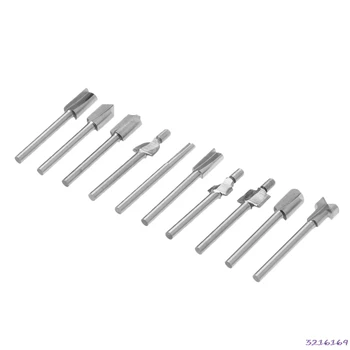 

10pcs HSS Router Wood Milling Cutter Bits Fits Rotary Tool Set 1/8" 3mm DIY Tool