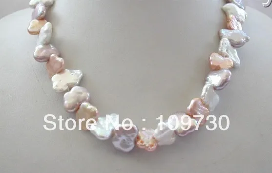

Jewelry 0012355 stunning 16mm baroque butterfly white pink lavender pearl necklace