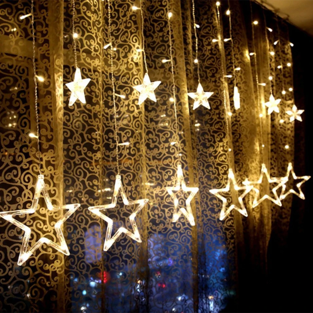 

LEDGLE Star Led Fairy String Lights Curtain Light Creative Window Curtain Light Warm White Ideal for Christmas & New Year Party