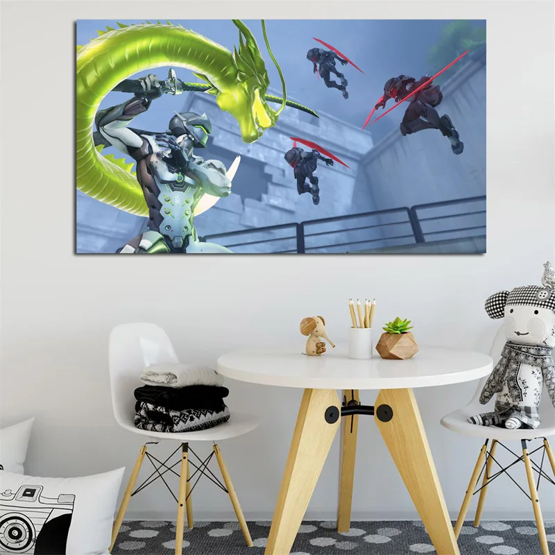 

Overwatches Storm Rising Genji Canvas Painting Prints Living Room Home Decoration Modern Abstract Wall Art Oil Painting Posters