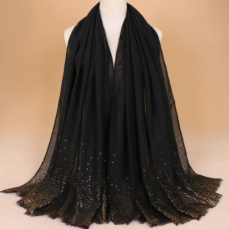 

Women Plain Lurex Gold Glitter Dot Viscose Shawl Scarf Solid Color Shimmer Wrap Neck Pashmina Stole Muslim Hijab Snood 180*90Cm