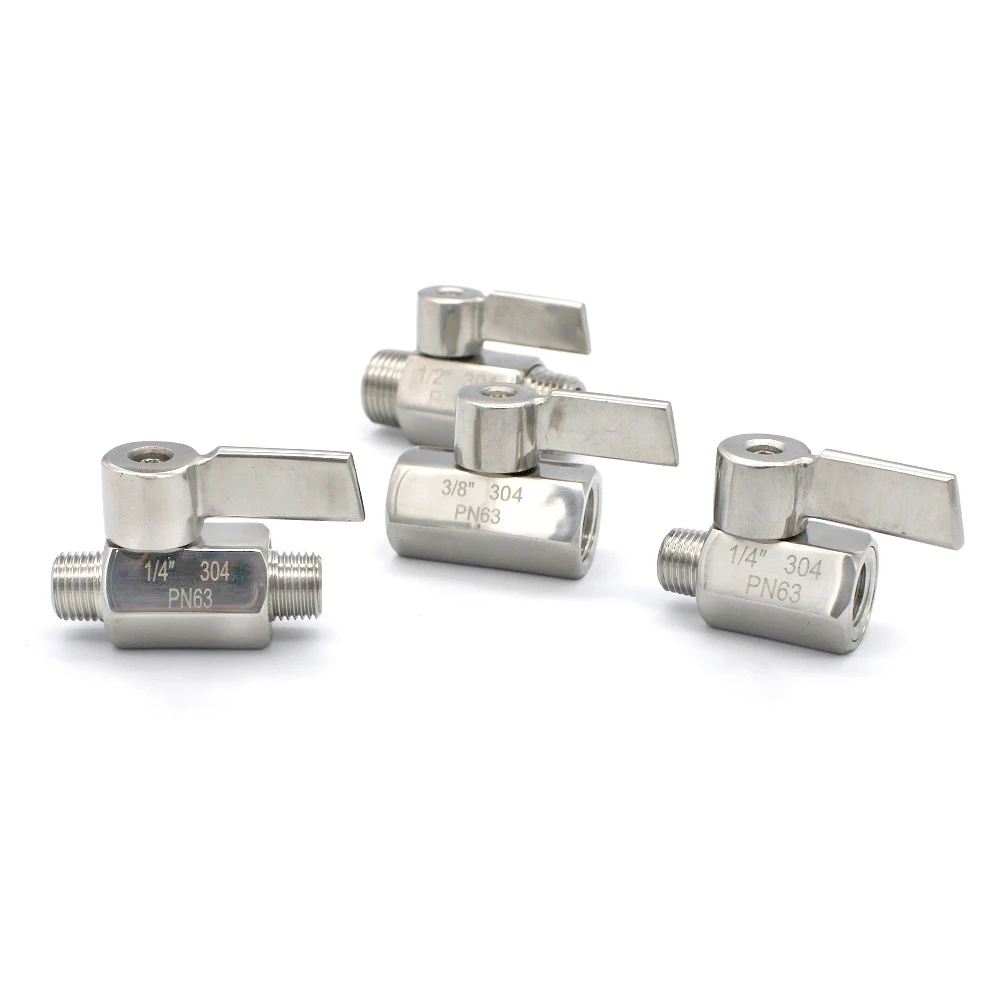 

1/8" 1/4" 3/8" 1/2" 3/4" 1" BSP Female Male Mini Sanitary Ball Valve Homebrew Beer SUS 304 Steel With Stainless Hanlde