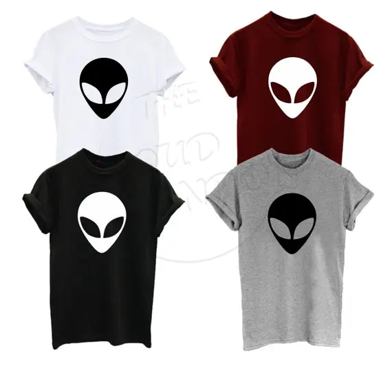 Забавная футболка для девочек Alien Face новинка модная унисекс с вирусным принтом