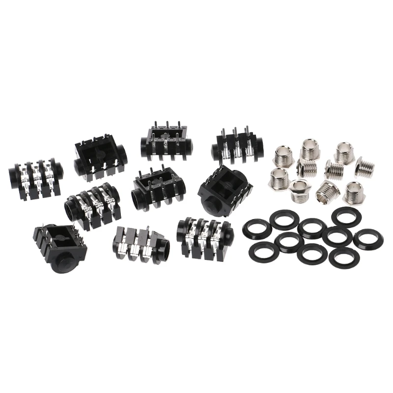 

10 Pcs 6.35mm 6 Pin Stereo Microphone Plug Audio Jack Microphone Headphone Jack #Aug.26