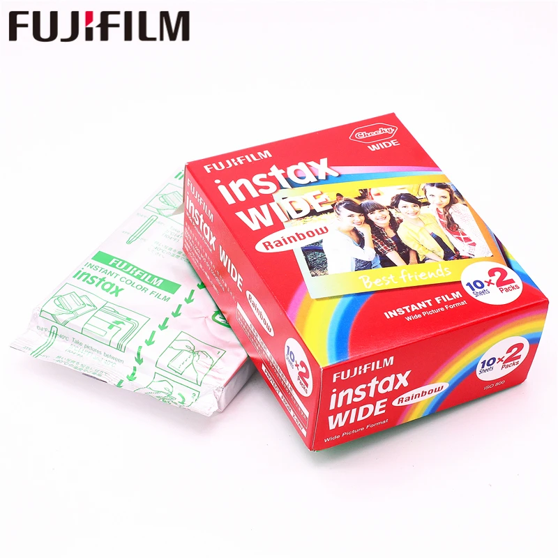 Подлинная 40 листов Fujifilm Instax Wide с белой кромкой+ Широкий радужная пленка для Fuji Instant фотобумага Камера 300/200/210/100/500AF