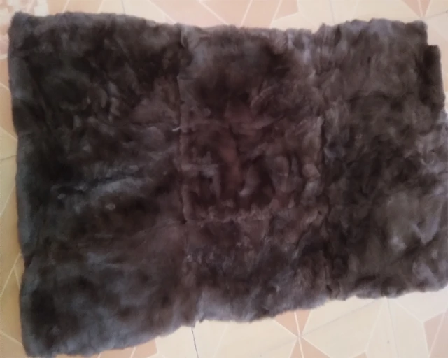 Natural Brown Knit Rex Rabbit Fur Throw