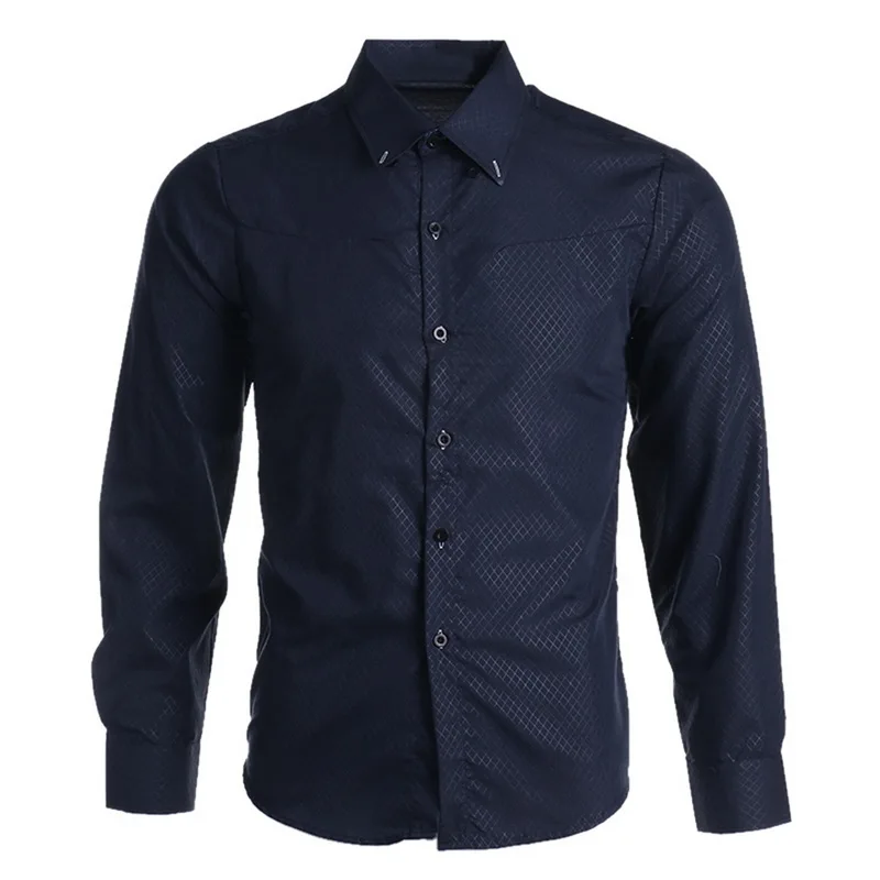 

Litthing Spring Long Sleeve Formal Shirts For Men Solid Slim Basic Turn-down Collar Business Dress Shirts Camisas Masculina