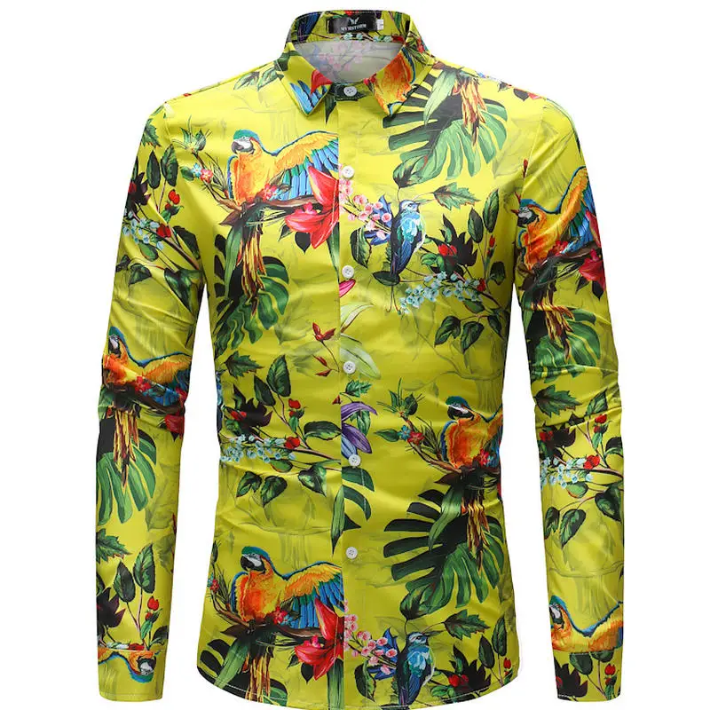 С цветным Ретро принтом Мужские рубашки в стиле кэжуал классические мужские рубашки с длинным рукавом новые модные весенние Рубашки