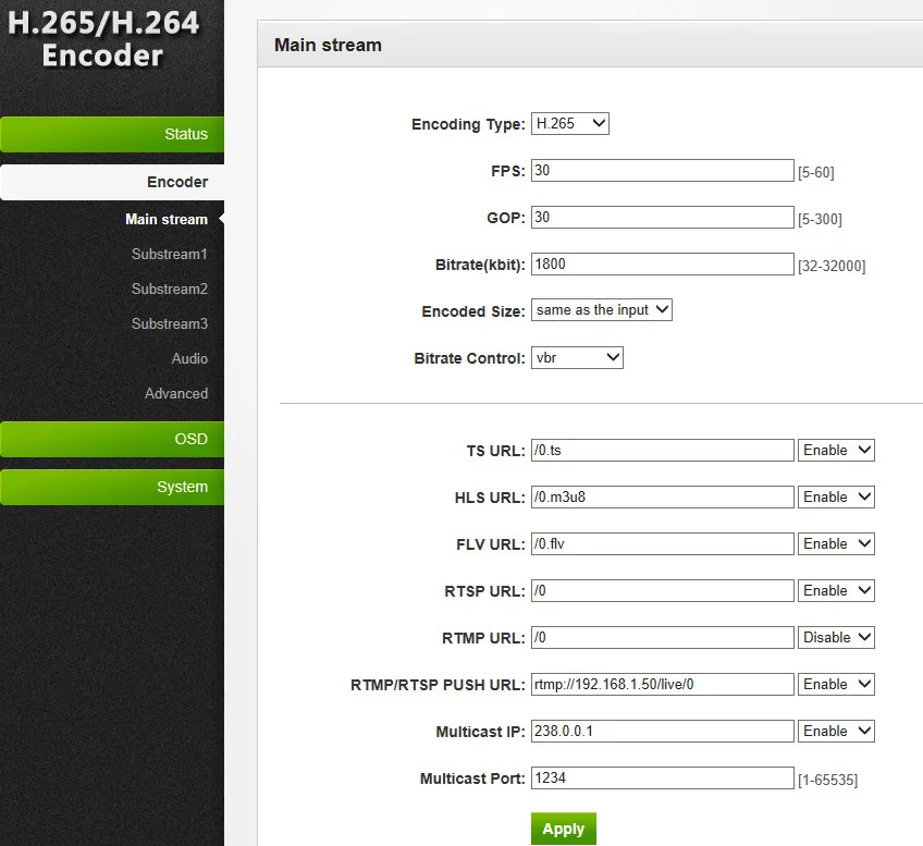 HEVC H.265/H.264 HDMI видео кодер прямой трансляции через HTTP HLS FLV RTSP RTMPS UDP ONVIF m3u8 на Facebook Youtube