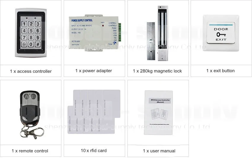 DIYSECUR 125 кГц RFID Клавиатура система контроля доступа к двери комплект безопасности+ 280 кг магнитный замок+ блок питания+ пульт дистанционного управления 7612