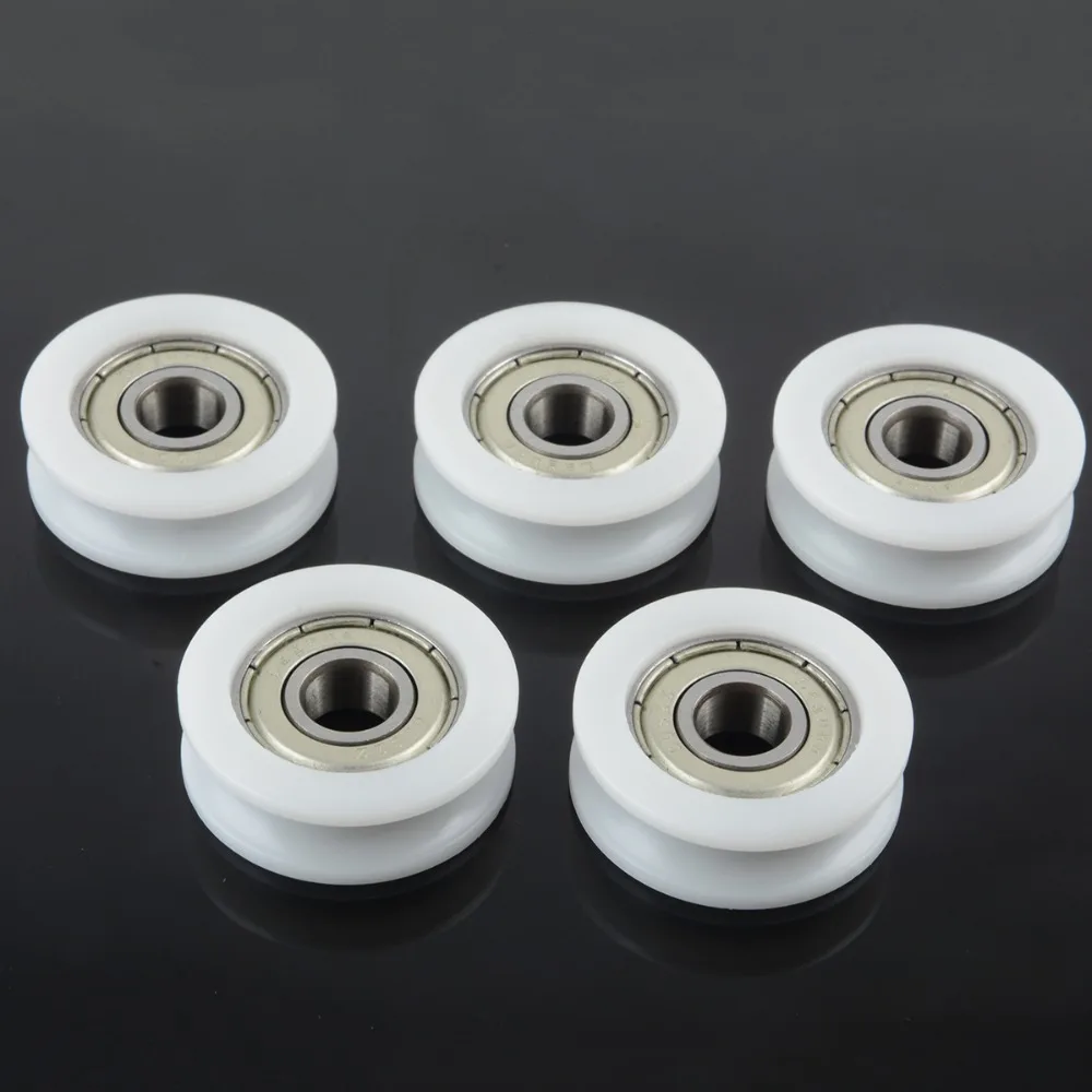 5pcs-Nylon-Plastic-Ball-Bearings-Embedded-608-U-Groove-Ball-Bearing-Guide-Pulley-8X30X10mm-For-Guide