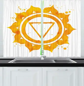 

Chakra Curtains Traditional Known Chakra Icon Ragged Brushstrokes Secret Earth Artprint Window Decor Panels Set Cafe