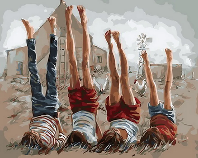

Unframe diy oil picture oil paintings by numbers figure painting paint by number for home decor 4050cm child time