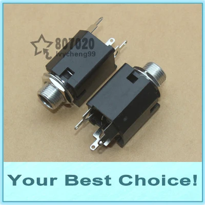 

200PCS/Lot 1/4'' 6.35mm black Mono Jack Socket Audio Jack for guitar pedal/amp/ diy