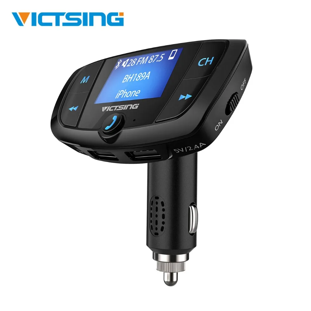 

2018 VicTsing Handsfree Car Kit Bluetooth FM Transmitter Large Screen Noise Cancelling Wireless Adapter For Car Audio System