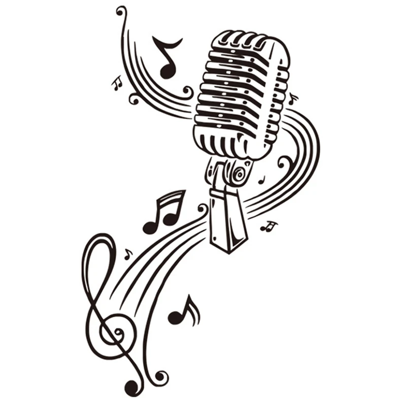 Microphone Music Note Wall Art Musical Notes Sticker For Ktv Bar Background Home Decorations Wall Stickers Aliexpress