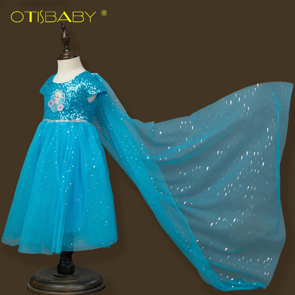 

Christmas Girls Fantasia Anna Elsa Princess Dress for Girl Rapunzel Sequin Dress with Cloak Kids Party Clothes Children Clothing
