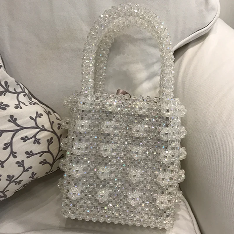 

Super Seabob 2018 Autumn New Pattern Fashion Manual Weave Crystal Package Casual Personality Pearl Handbag Women DA324