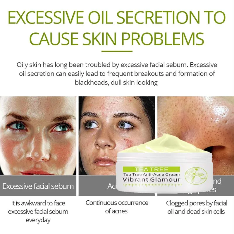 

VIBRANT GLAMOUR Tea Tree Anti Acne Cream Acne Scar face Cream Elimination Acne Scar Removal Oil control moisturizer Cream TSLM1