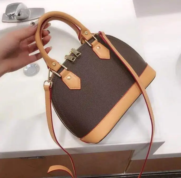 

Fashion alma Mini bb designer real oxidizing leather bag alma bag female 2019 shell shoulder bag Messenger bag women's handbags