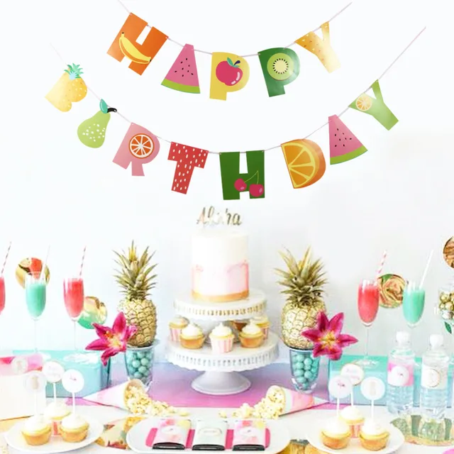 Fruits Hy Birthday Banner Bunting Summer Themed Party Fruits Hy Birthday Banner Bunting Summer Themed Party Baby Showers Luau Beach Supplies