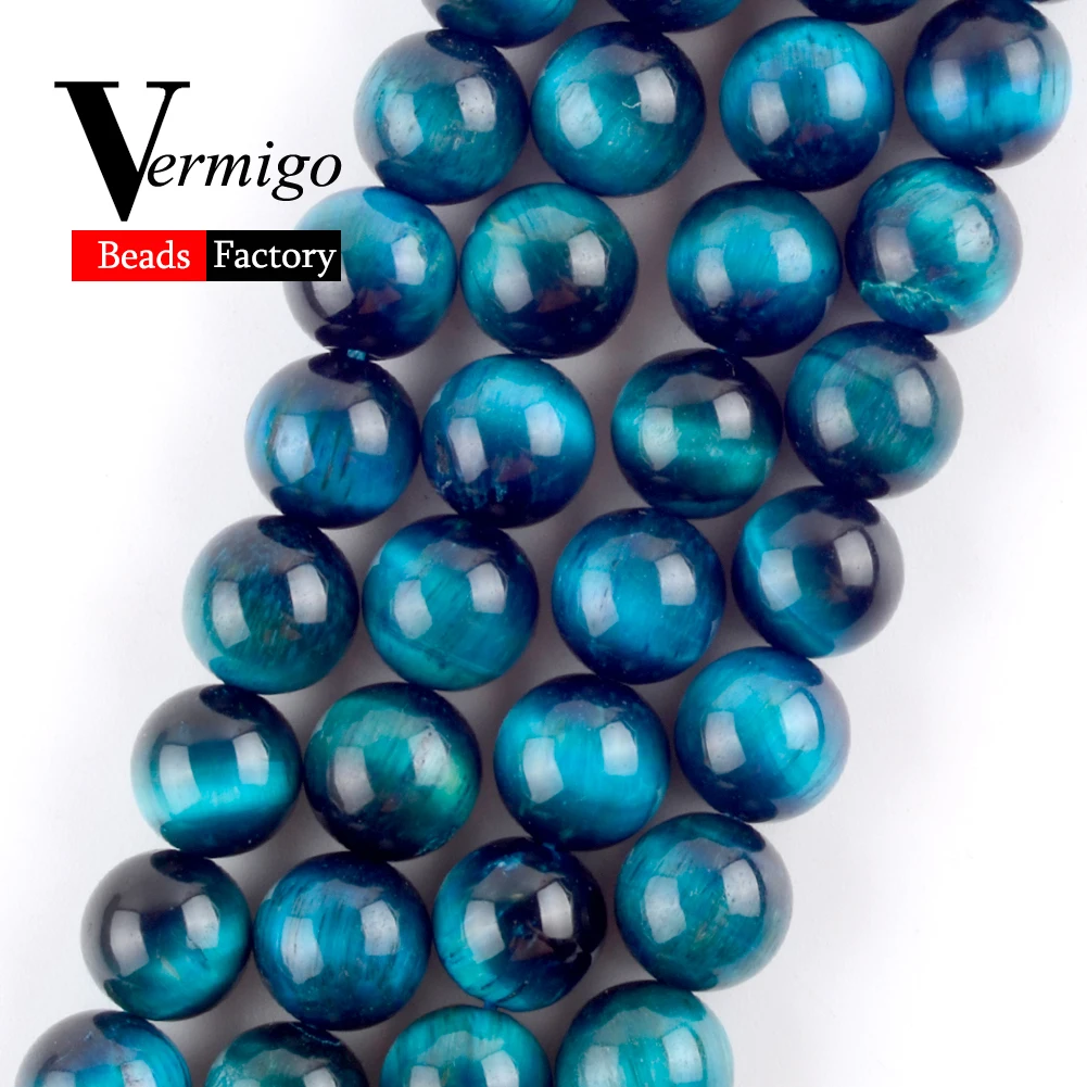 

Free Shipping High Quality Blue Zircon Tiger Eye Round Beads Natural Stone Beads For Jewelry Diy Bracelet Necklace 4-12mm 15"