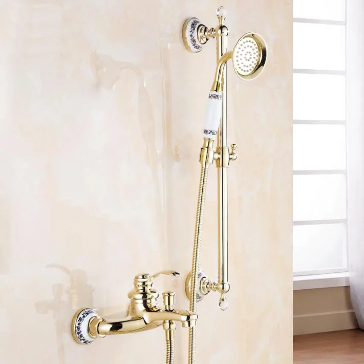 Buy High Quality Gold shower faucet, titanium gold bath & shower faucet set