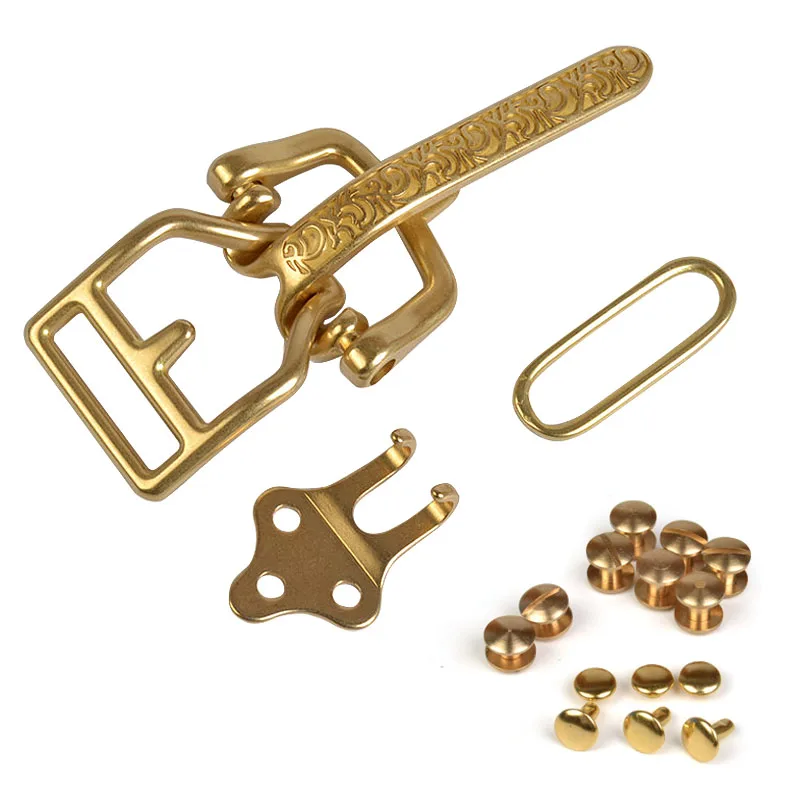 4 parts/set Cavalry buckles DIY leather accessories solid brass belt