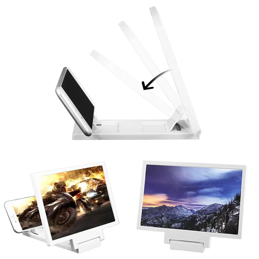 

3D Movie Screen Enlarge Magnifier Folding Stand For Mobile Phones White