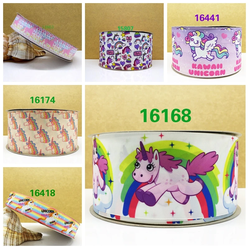 

Free shipping 2017 new arrival ribbons Hair Accessories rainbow unicorn ribbon 10 yards printed grosgrain ribbons 16168