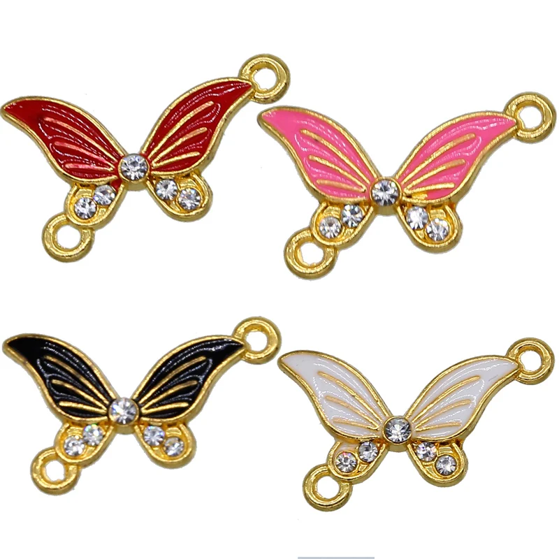 

6pcs New Mixed Color Enamel Art Butterfly 2 Hole Connector Charm Beads For Women DIY Jewelry Making Accessories Fit Bracelet