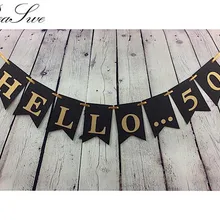 1 комплект 14*20 см бумага черный с днем рождения 50th 40th пользовательский баннер-гирлянда Бантинг для взрослых юбилей сувениры вечерние товары для декора