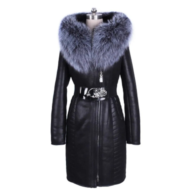 Плюс Размеры 8XL Для женщин зима натуральный мех легкое длинное пальто Fit Снег пальто моторный байкер Мужская куртка с капюшоном кожа ветровка