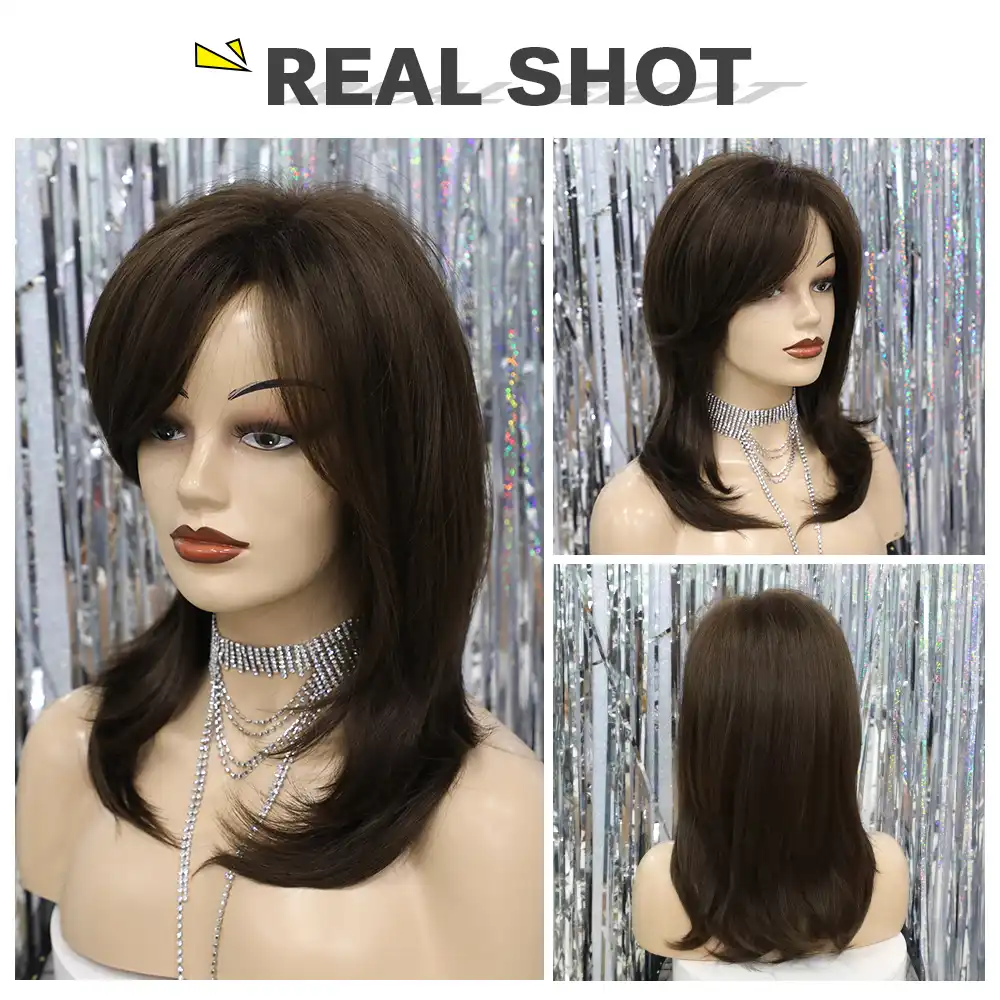 Element 20 Inch Long Straight Hair Synthetic Wig With Side Fringe