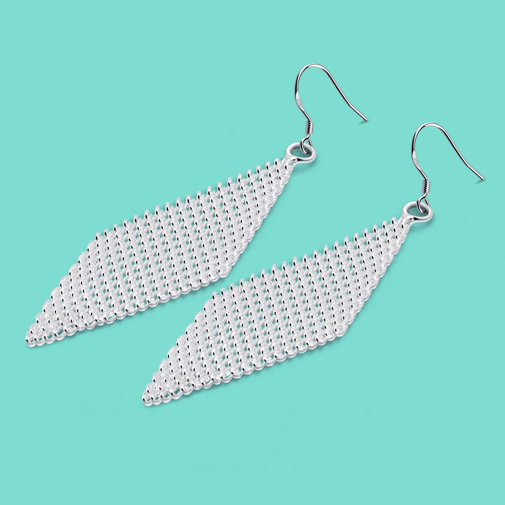 

Bohemian 925 Sterling Silver Earrings for women Geometric Element rhombus Pendant Design Solid Silver Earrings Not Allergic