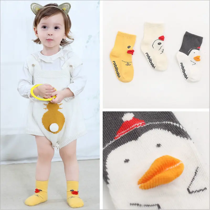 Toddler Kids Knit Socks Baby Fall Winter Warm Calf Socks Anti-slip Knitted Socks