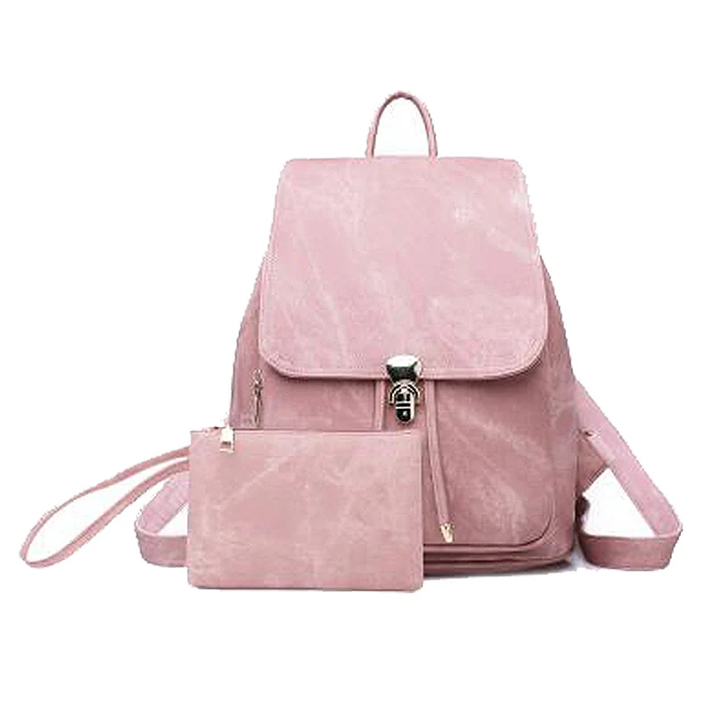 

JHD-2 Pieces / Set Of Ladies Backpack Pu Leather Female Backpack Casual Girl School Backpack Travel Beam Pocket