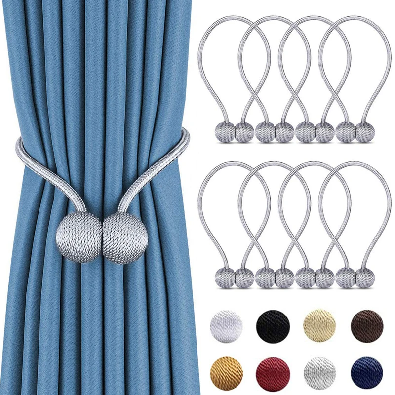 

4PCS Updated Strong Magnetic Curtain Tiebacks Handmade Drape Tie Backs Window Sheer and Blackout Holdbacks for Home Office Decor