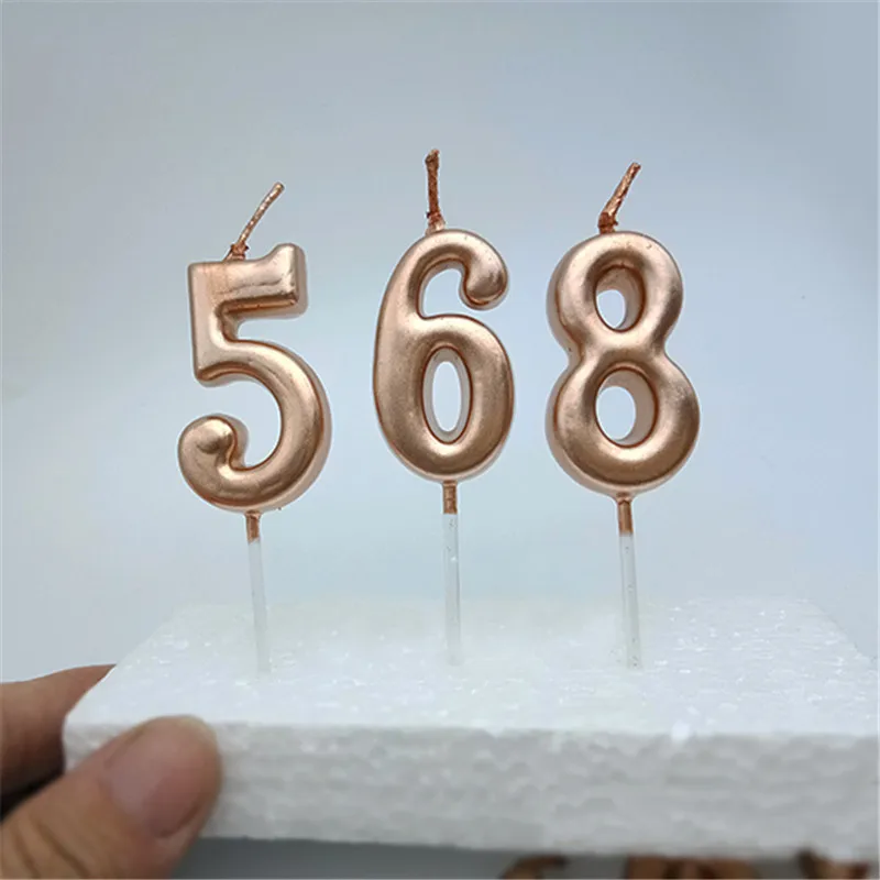 1 шт. одноцветные свечи на день рождения цвет шампанского золото номер торт украшения для кексов день рождения свеча для торта вечерние изделия для декорации