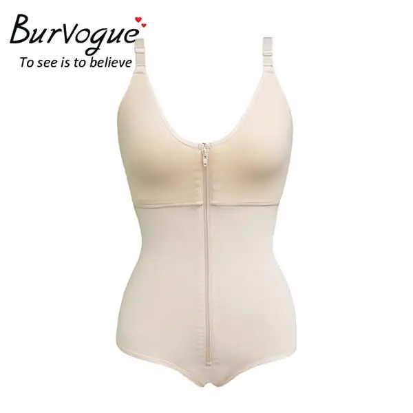 Burvogue, женское нижнее белье для похудения, Цельный боди, Корректирующее белье, овербюст, молния, Корректирующее белье для тела, S-6XL, белье размера плюс, утягивающее белье - Цвет: Skin