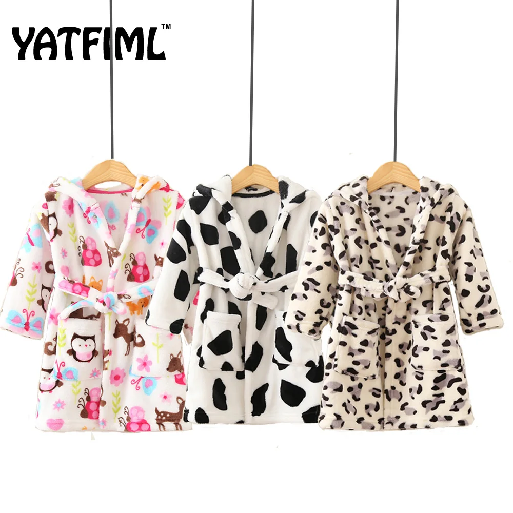 Tanie YATFIML 2021nowe miękkie szaty dziecięce dla 2-6 lat dziewcząt piżamy chłopców kreskówki piżamy szlafroki sklep