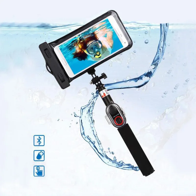 New arrival waterproof bluetooth selfie stick 245mm 735mm extendable bluetooth monopod for smartphone gopro and DLSR