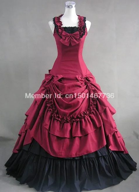 

Elegant Red and Black Sleeveless Gothic Lolita Victorian Dress