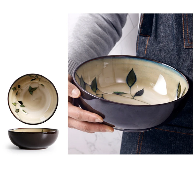 New Japanese and Korean ceramic tableware creative hand-painted plate rice bowl soup bowl noodle bowl salad bowl water cup