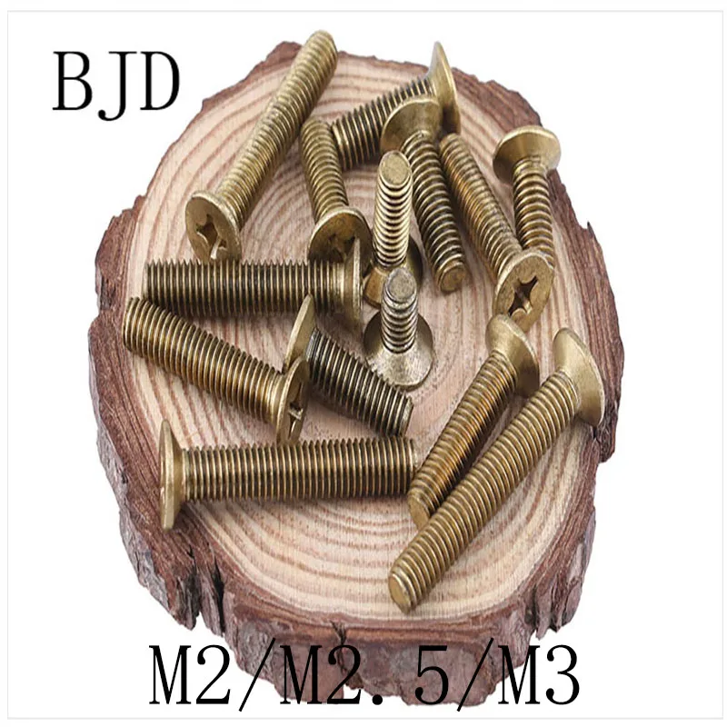 Медные винты с плоской головкой M2/M2.5/M3 крепежные болты для домашнего крепления 50