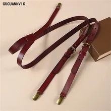 Подтяжки мужские коричневый кожаный ремешок Дамы, используемые для мужской кожи головы подтяжки Три зажимных опоры шириной 2 см страпон для мужчин