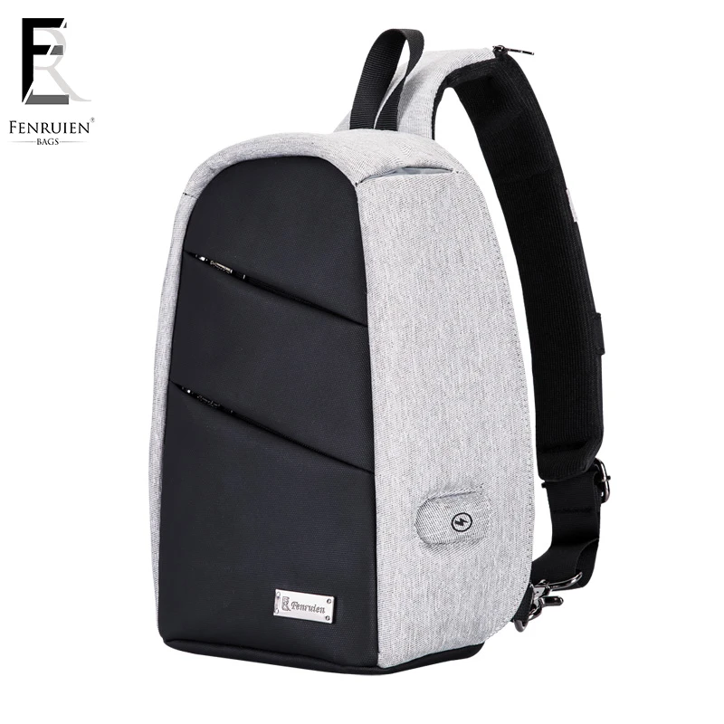 

FENRUIEN Crossbody Bag Men Chest Pack Laptop Single Shoulder Strap Crossbody Bag Travel Bag USB Charging Waterproof Anti Sheft